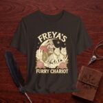 Freya’s Furry Chariot T-Shirt – Norse Goddess Cat Graphic Tee